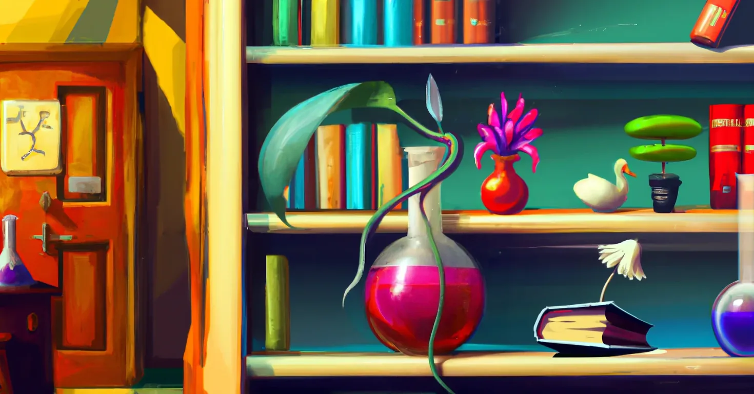 Chemistry Bookshelf Illustration