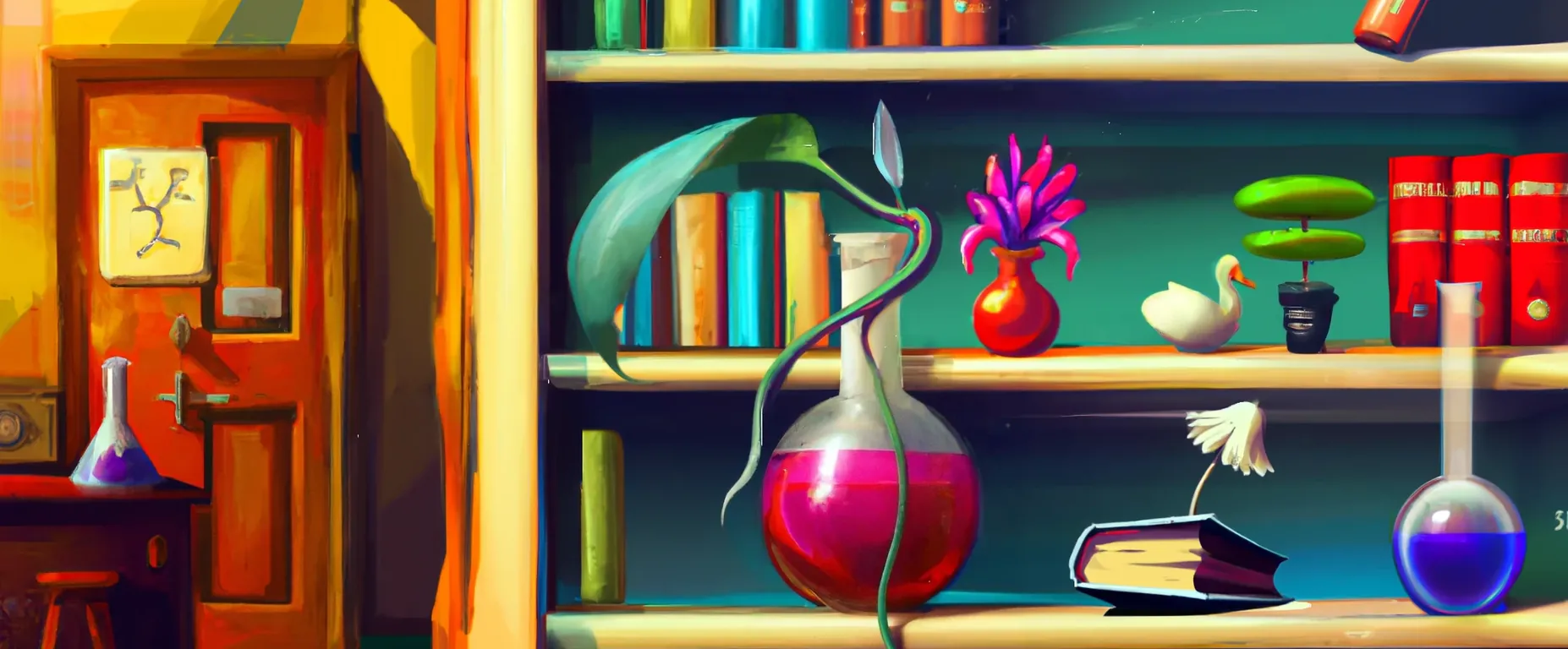 Chemistry Bookshelf Illustration