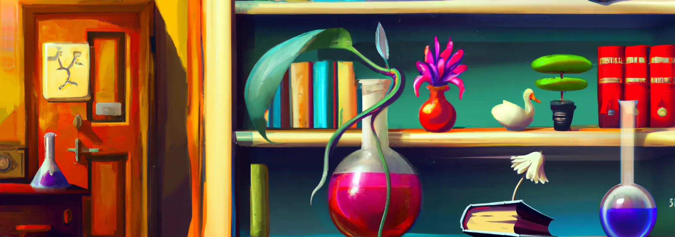 Chemistry Bookshelf Illustration