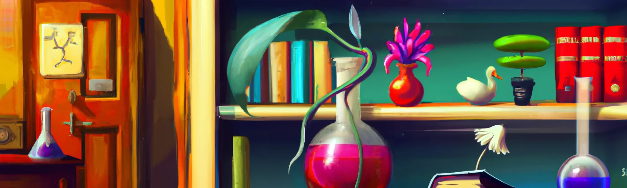 Chemistry Bookshelf Illustration